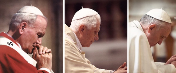JPII-Wojtyla, Benedict-Ratzinger, Francis-Bergoglio