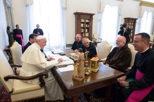 Francis-Bergoglio Laughs with U.S. Newbishop